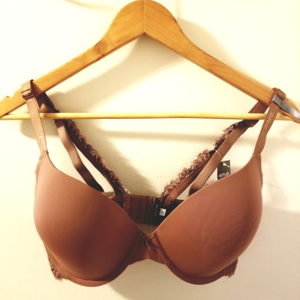 Aerie Real Happy Plunge Pushup Bra 34DDD NWT